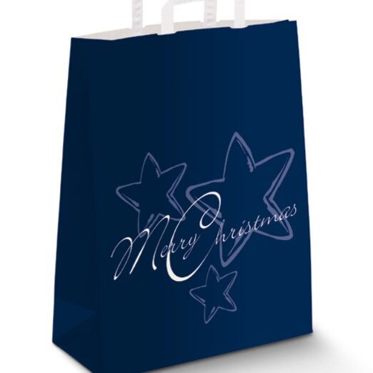 Weihnachtstaschen Geschenktaschen blau bedruckt mit Motiv Stern
