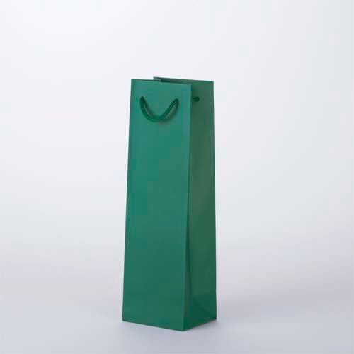 Flaschentaschen grün als exclusive Papiertragetasche bedruckbar