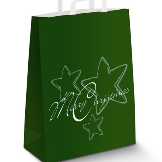 Weihnachtstaschen Geschenktaschen grün bedruckt mit Motiv Stern